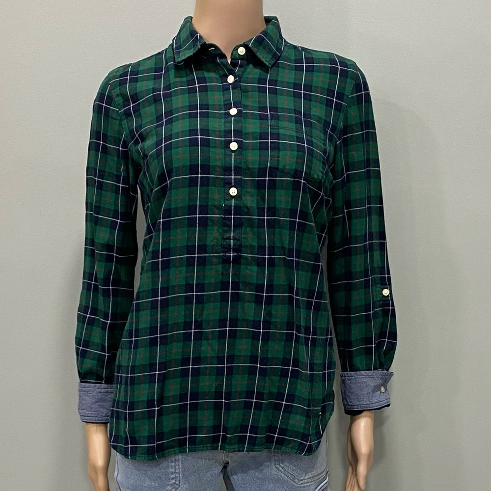 Tommy Hilfiger Green Blue plaid shirt S/P